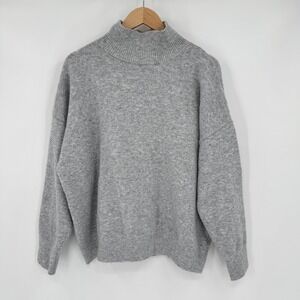 INDUSTRY Heather Grey Long Sleeve Mock Neck Wool Blend Sweater Women's L